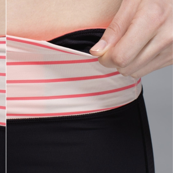 Lululemon Var-City Crop Black / Quiet Stripe Butter Pink Electric Coral - Picture 7 of 15
